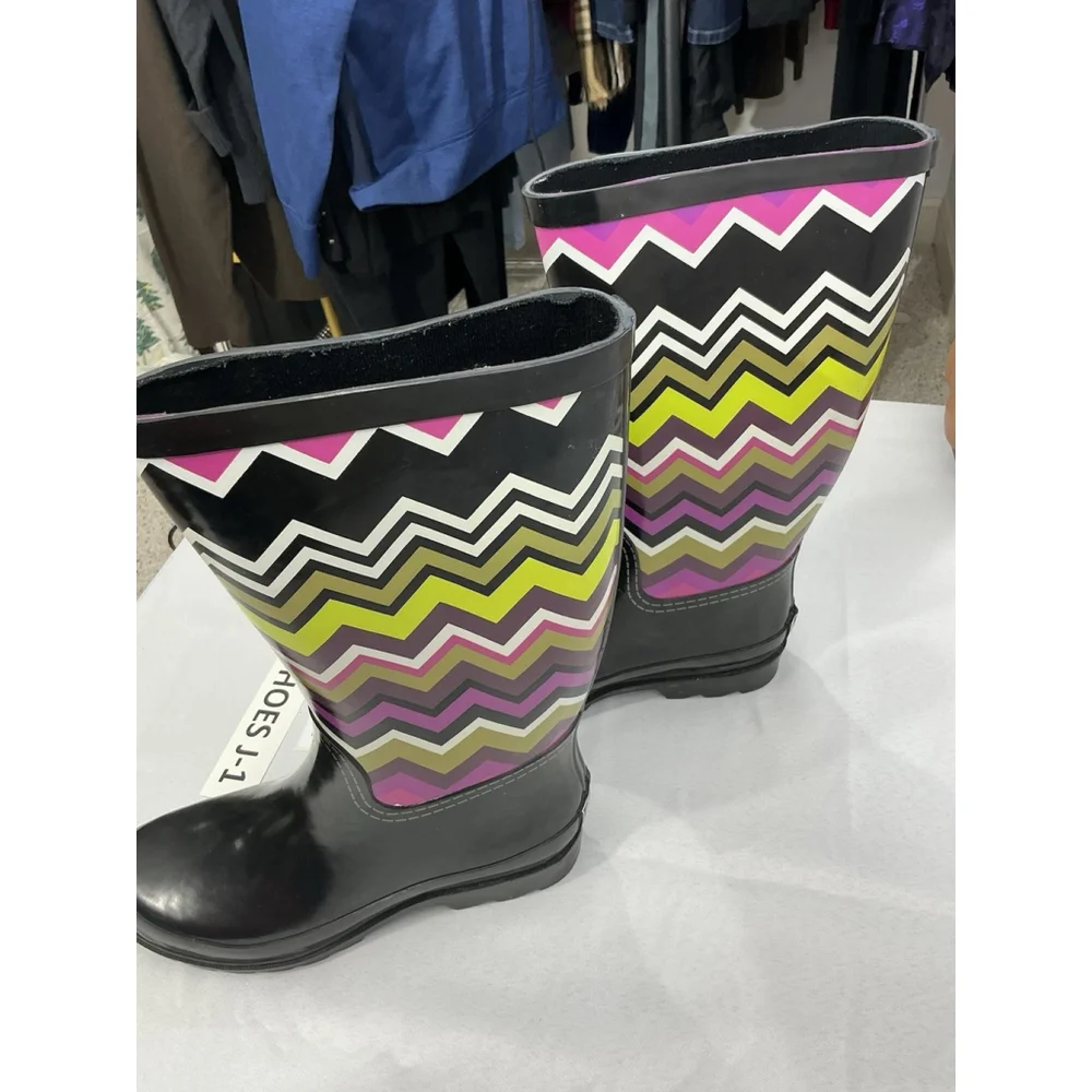 Girls 143 Girl Raindance Size 7m Black Multicolor Rain Boots Steel Shank